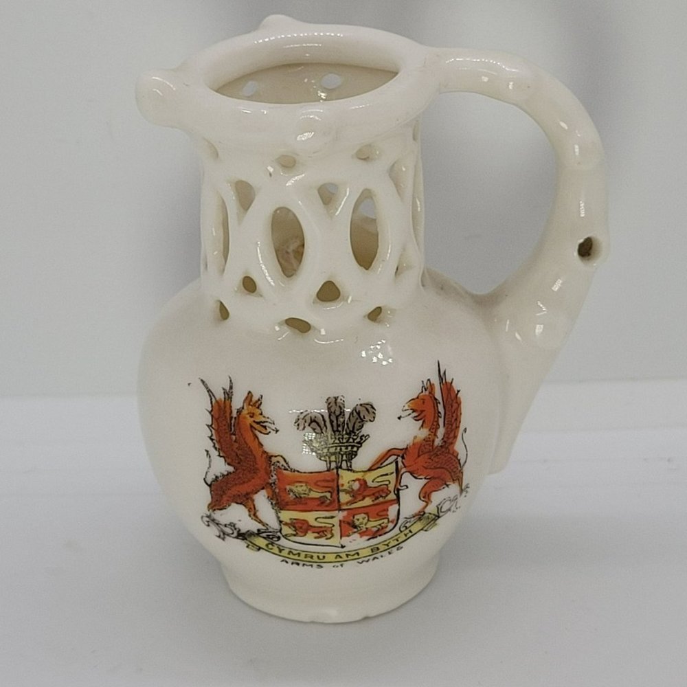 Vintage Miniature Old English Puzzle Jug Arms of Wales South Kensington Museum